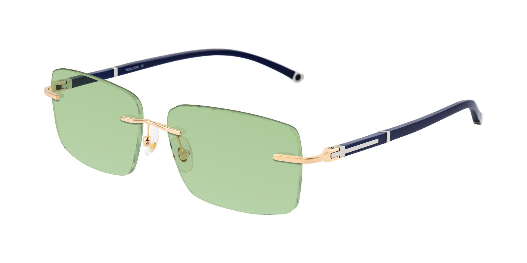 Angle of Mist in Rose Gold/Blue with Medium Green Tinted Lenses