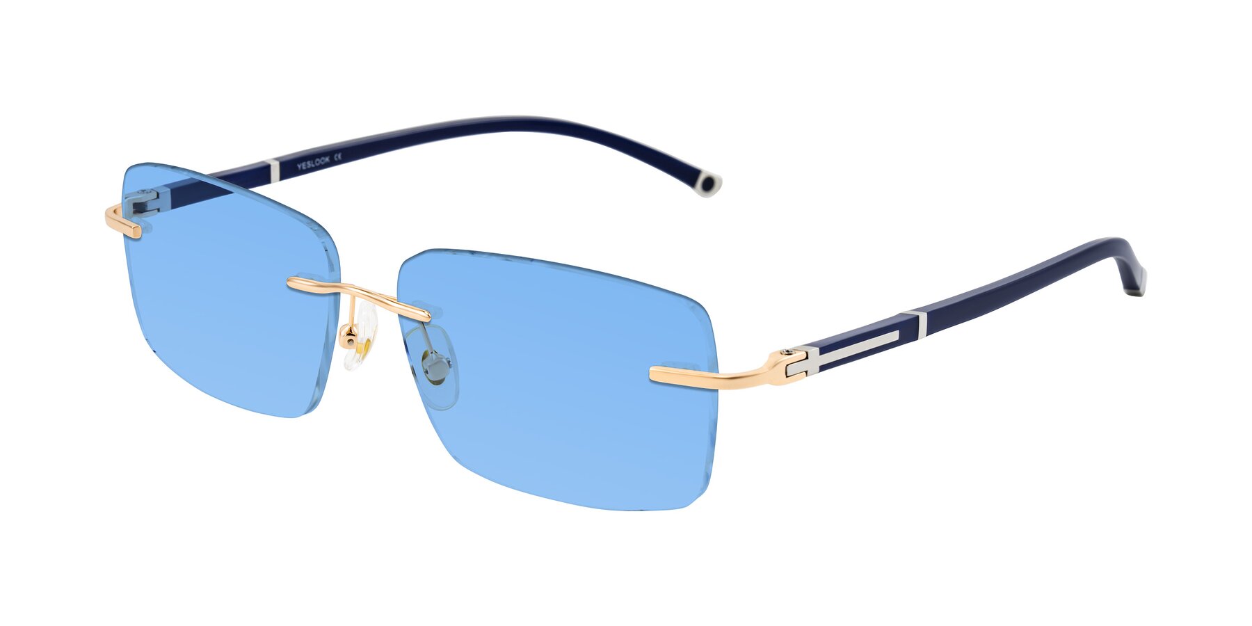 Angle of Mist in Rose Gold/Blue with Medium Blue Tinted Lenses