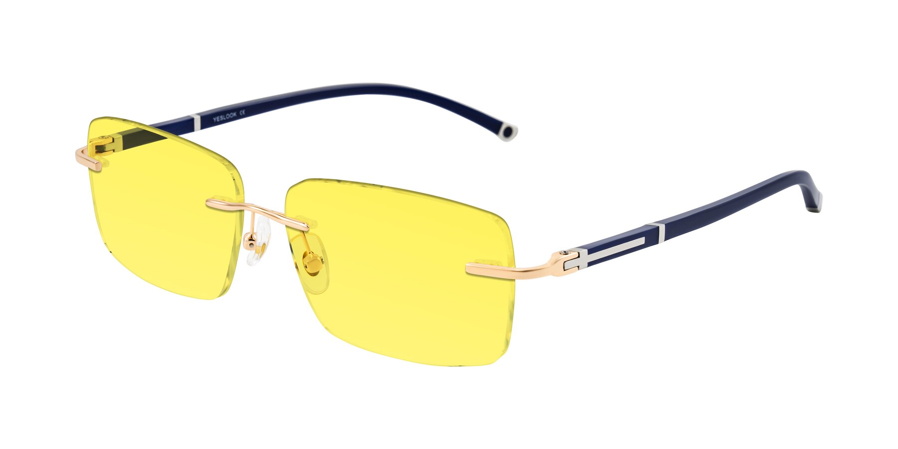 Angle of Mist in Rose Gold/Blue with Medium Yellow Tinted Lenses