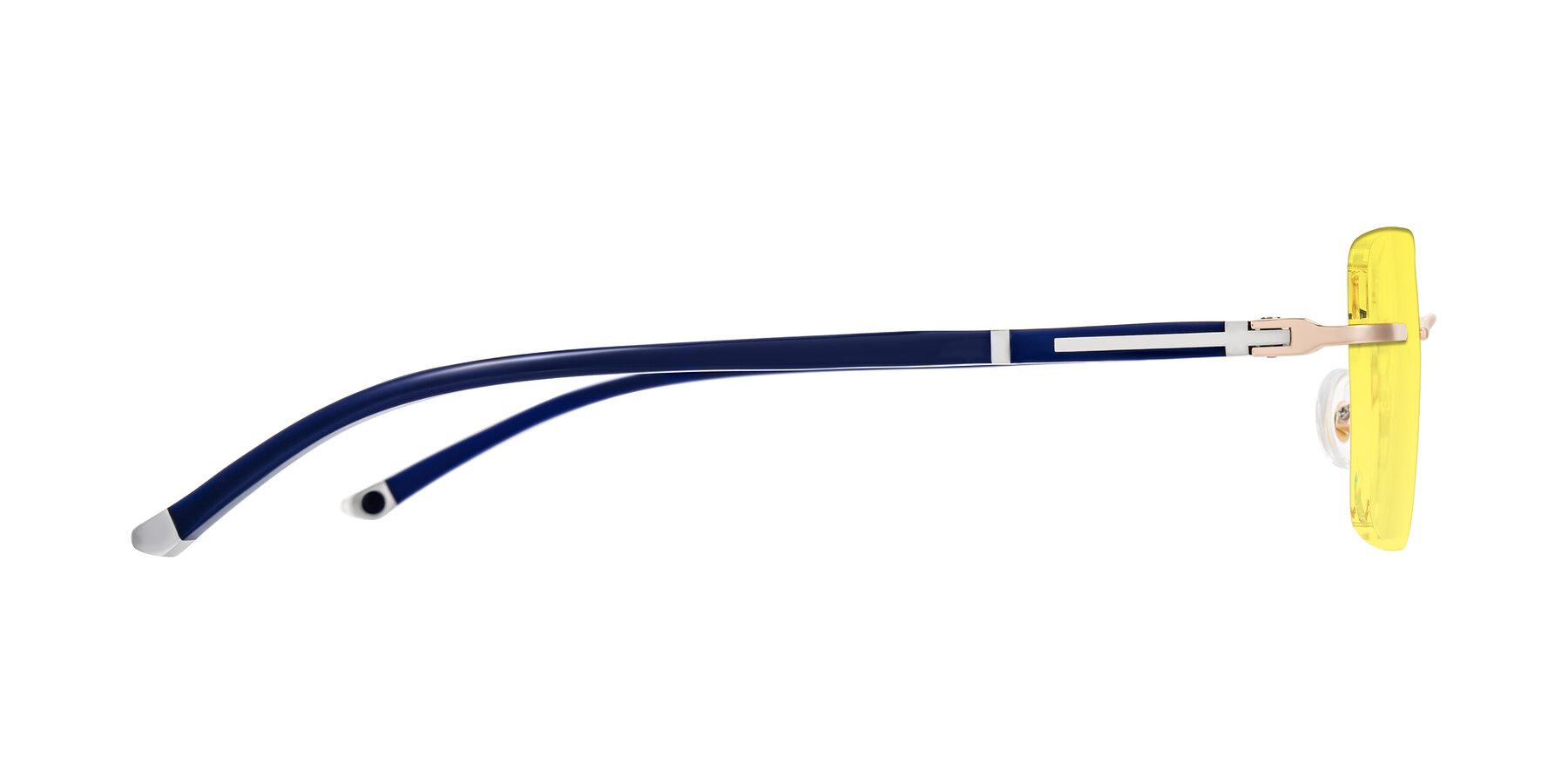 Side of Mist in Rose Gold/Blue with Medium Yellow Tinted Lenses