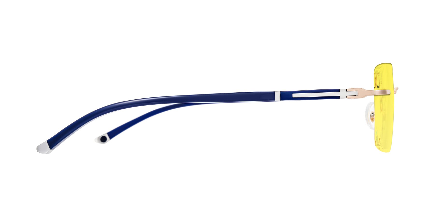 Side of Mist in Rose Gold/Blue with Medium Yellow Tinted Lenses