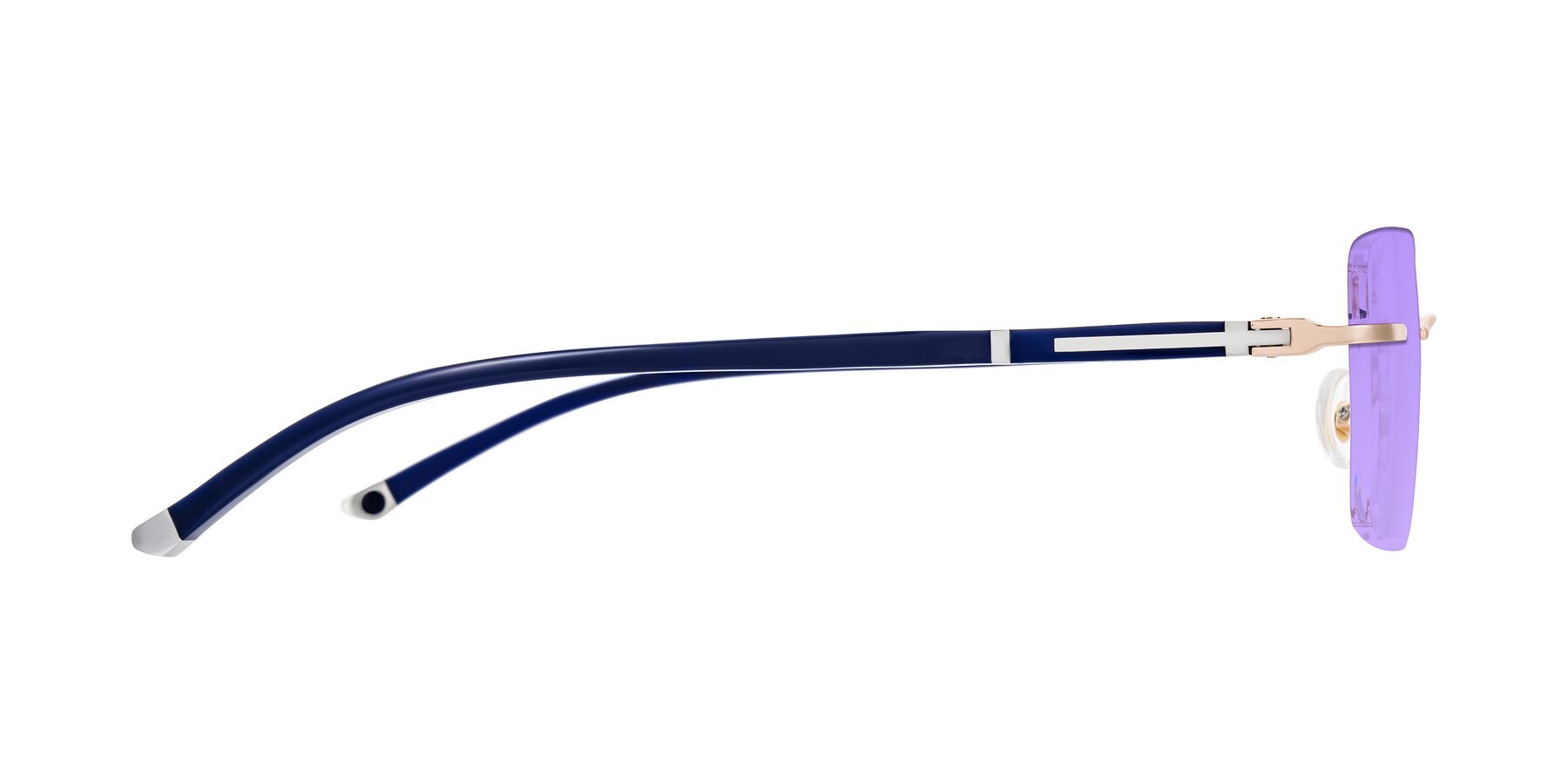 Side of Mist in Rose Gold/Blue with Medium Purple Tinted Lenses