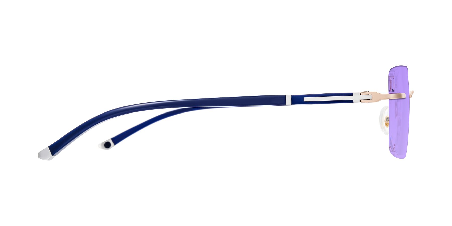 Side of Mist in Rose Gold/Blue with Medium Purple Tinted Lenses