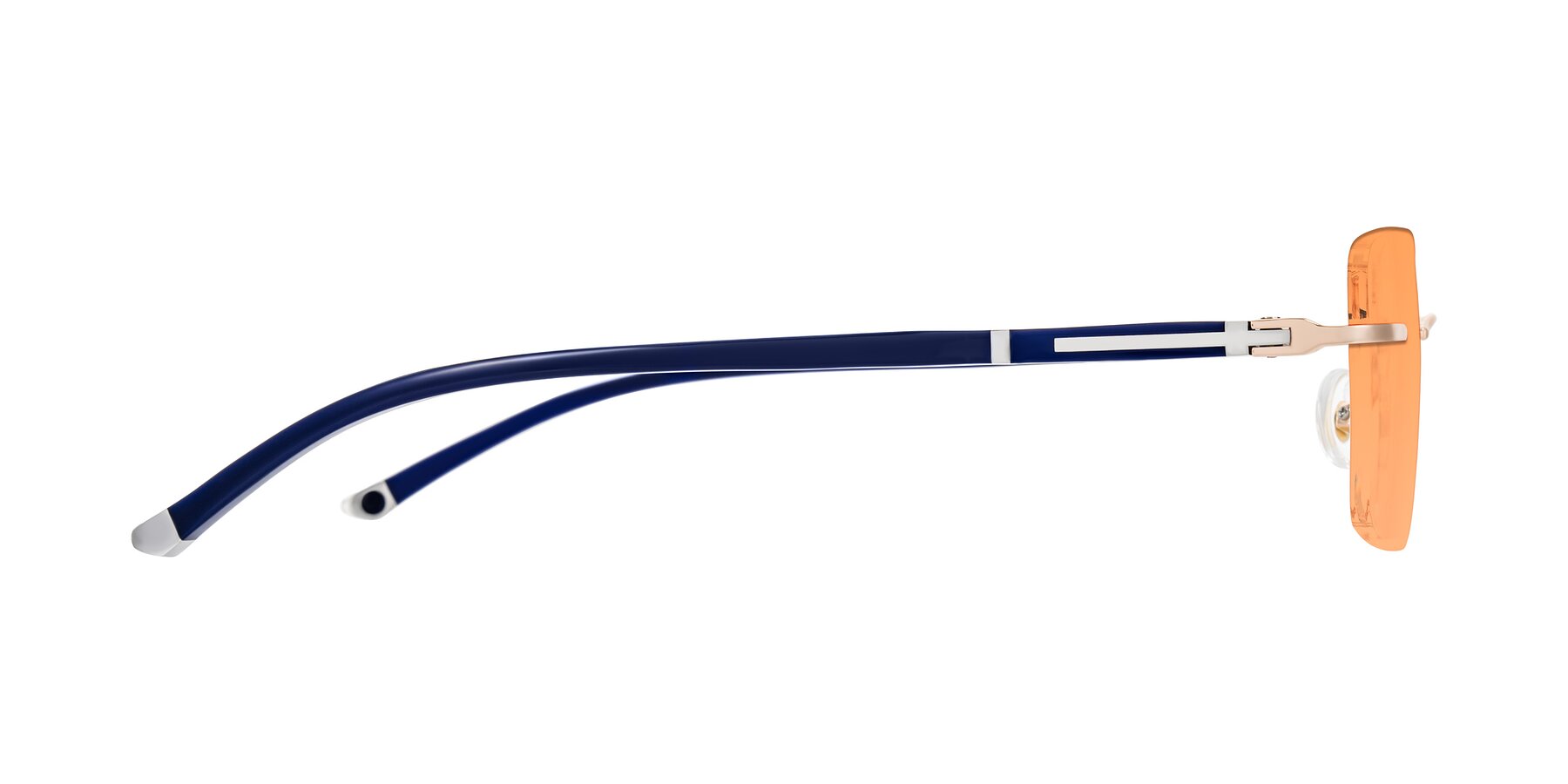 Side of Mist in Rose Gold/Blue with Medium Orange Tinted Lenses
