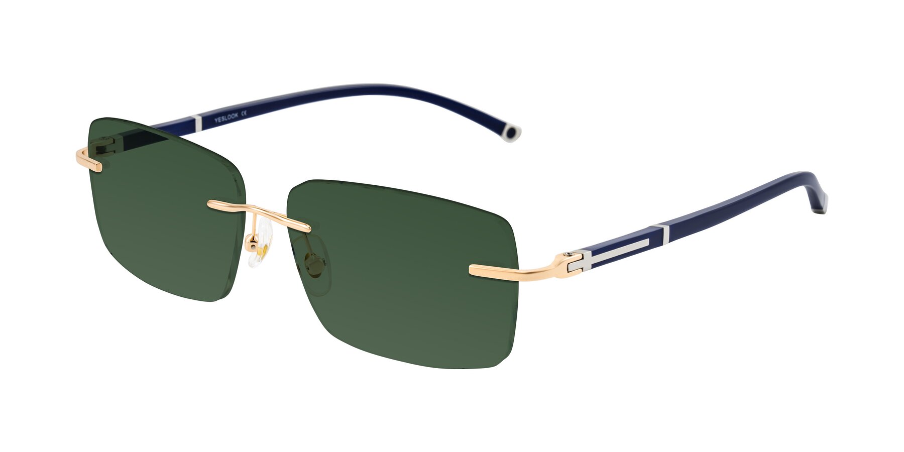 Angle of Mist in Rose Gold/Blue with Green Tinted Lenses