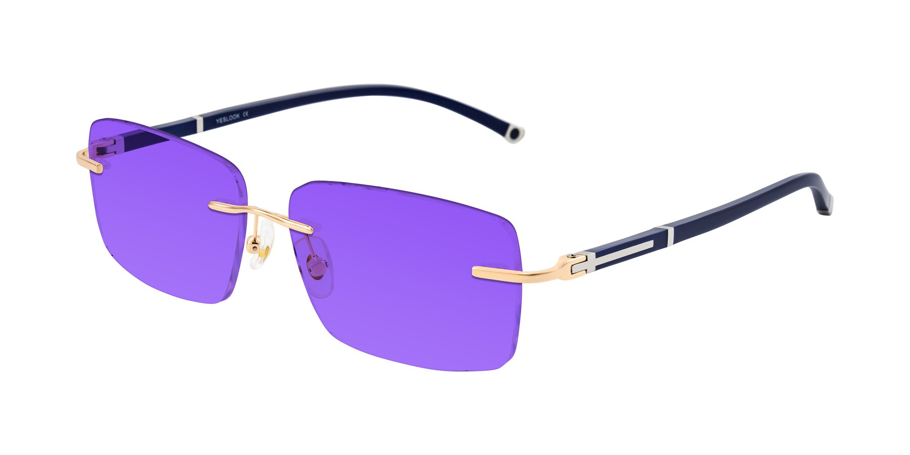 Angle of Mist in Rose Gold/Blue with Purple Tinted Lenses