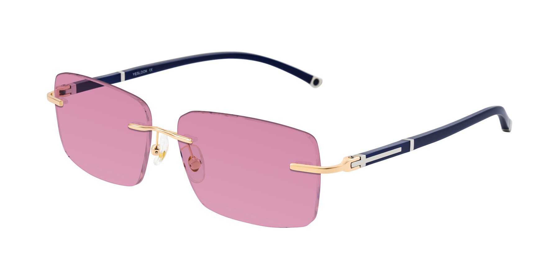 Angle of Mist in Rose Gold/Blue with Medium Wine Tinted Lenses