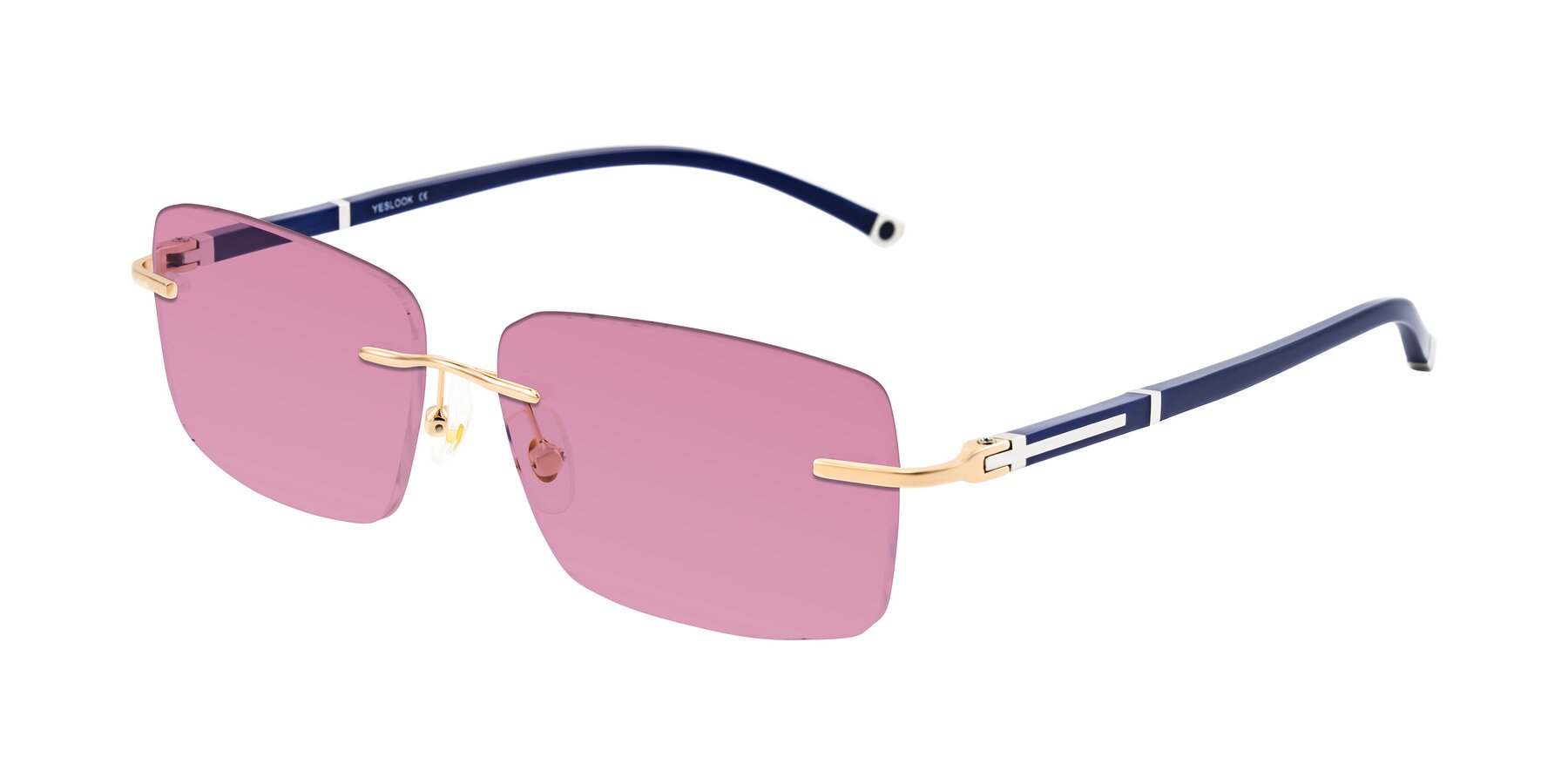 Angle of Mist in Rose Gold/Blue with Medium Wine Tinted Lenses