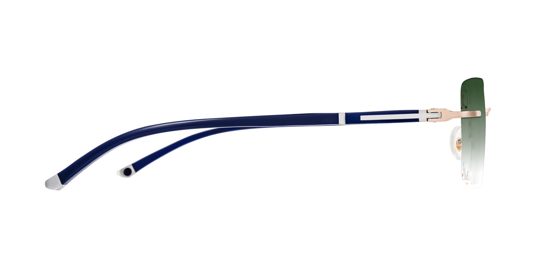 Side of Mist in Rose Gold/Blue with Green Gradient Lenses