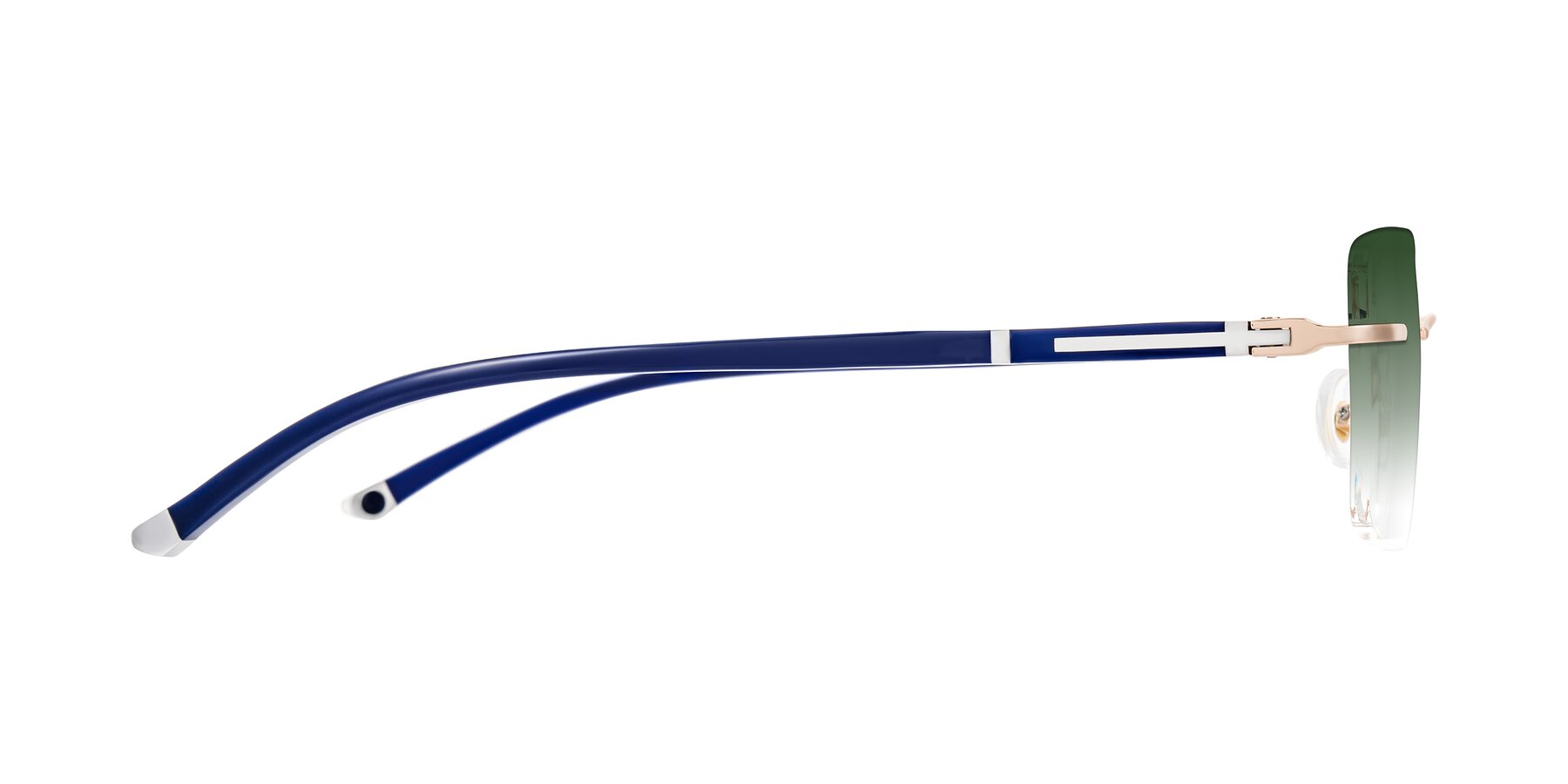 Side of Mist in Rose Gold/Blue with Green Gradient Lenses