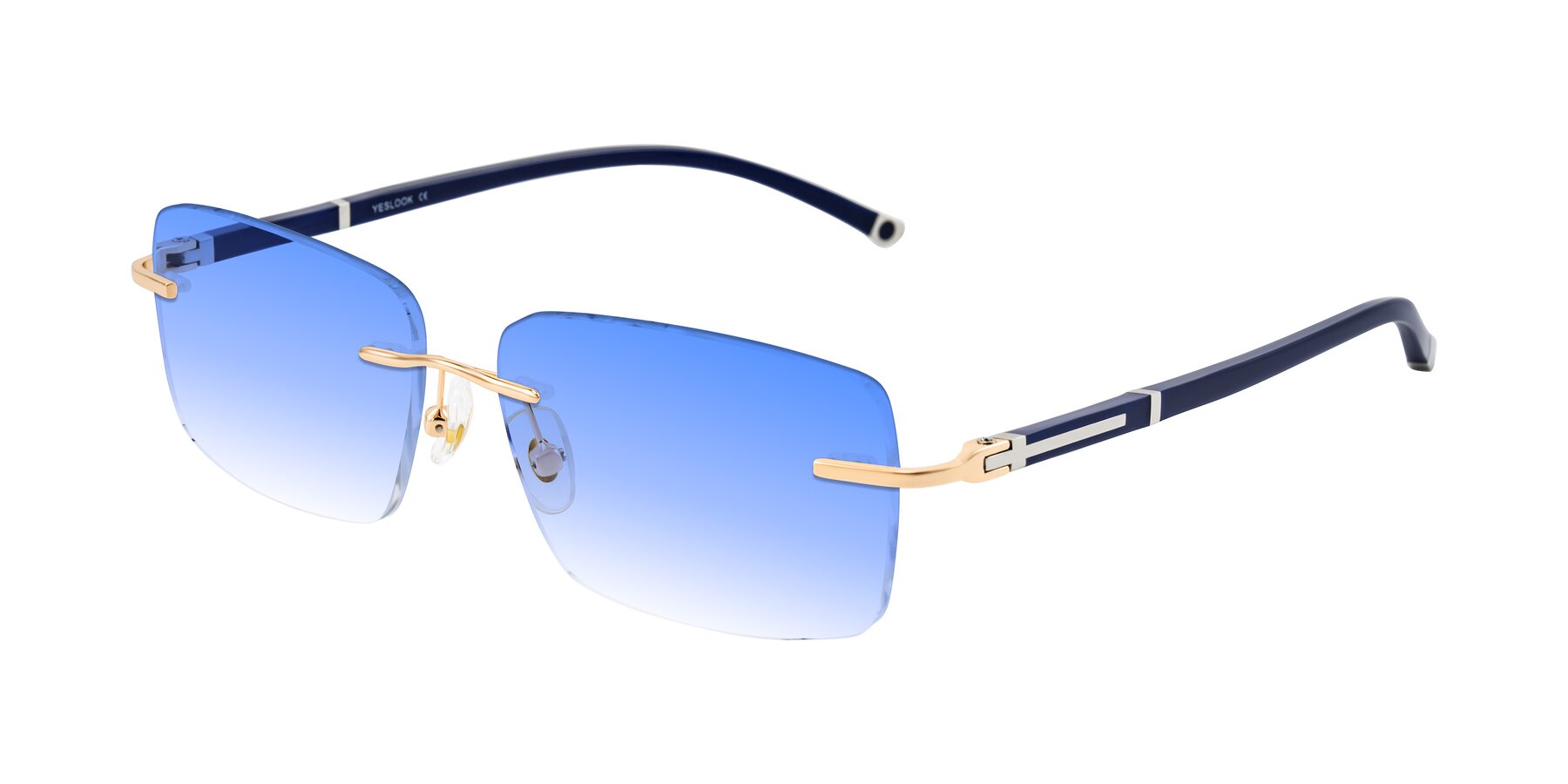 Angle of Mist in Rose Gold/Blue with Blue Gradient Lenses