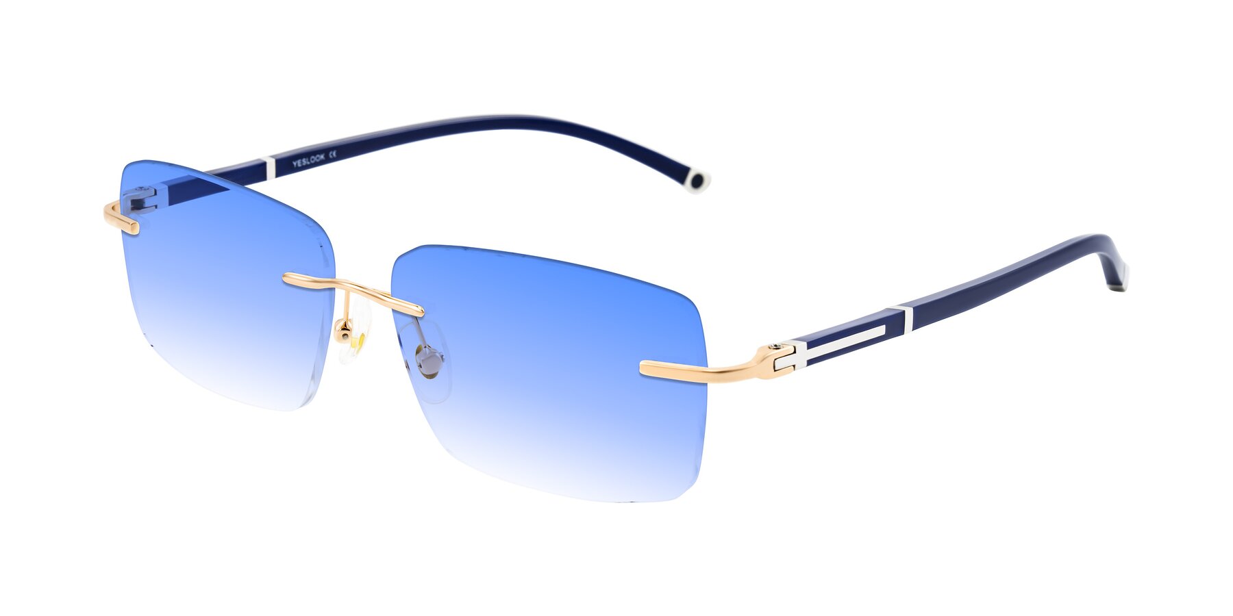 Angle of Mist in Rose Gold/Blue with Blue Gradient Lenses