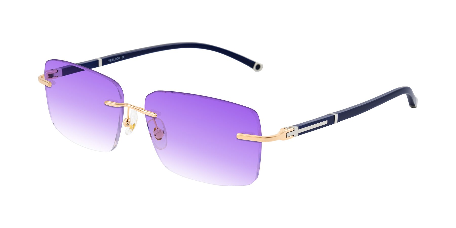 Angle of Mist in Rose Gold/Blue with Purple Gradient Lenses