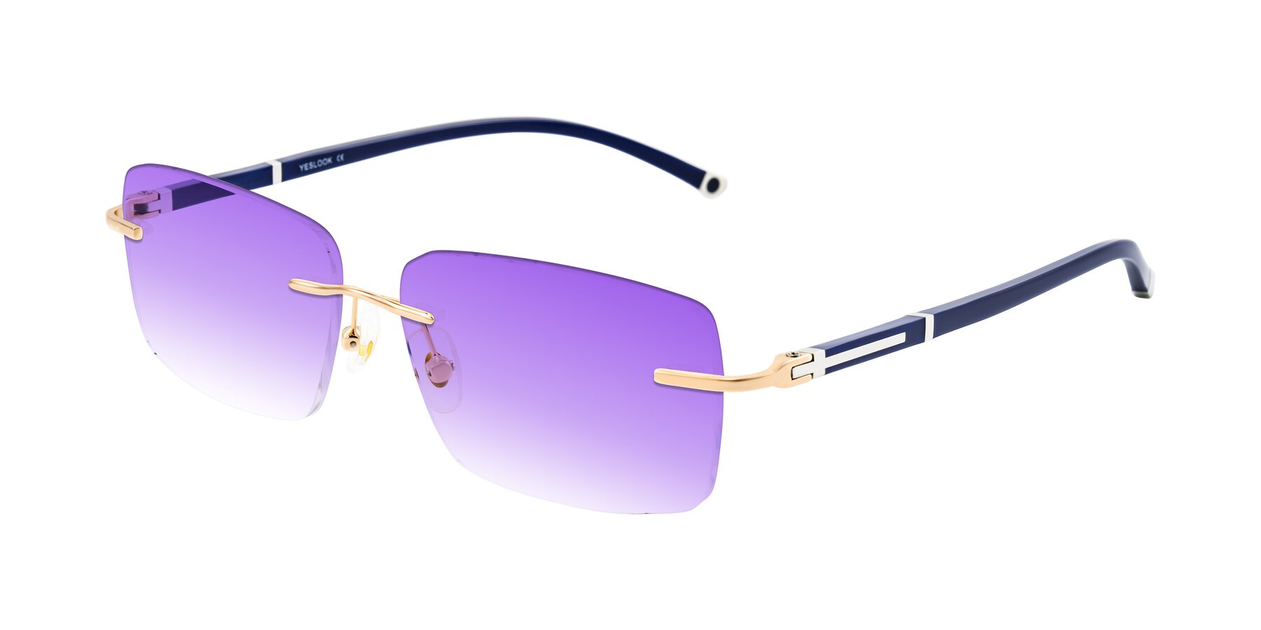 Angle of Mist in Rose Gold/Blue with Purple Gradient Lenses