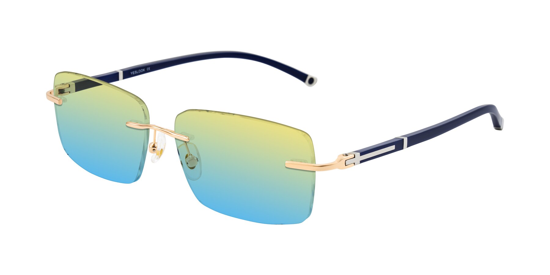 Angle of Mist in Rose Gold/Blue with Yellow / Blue Gradient Lenses