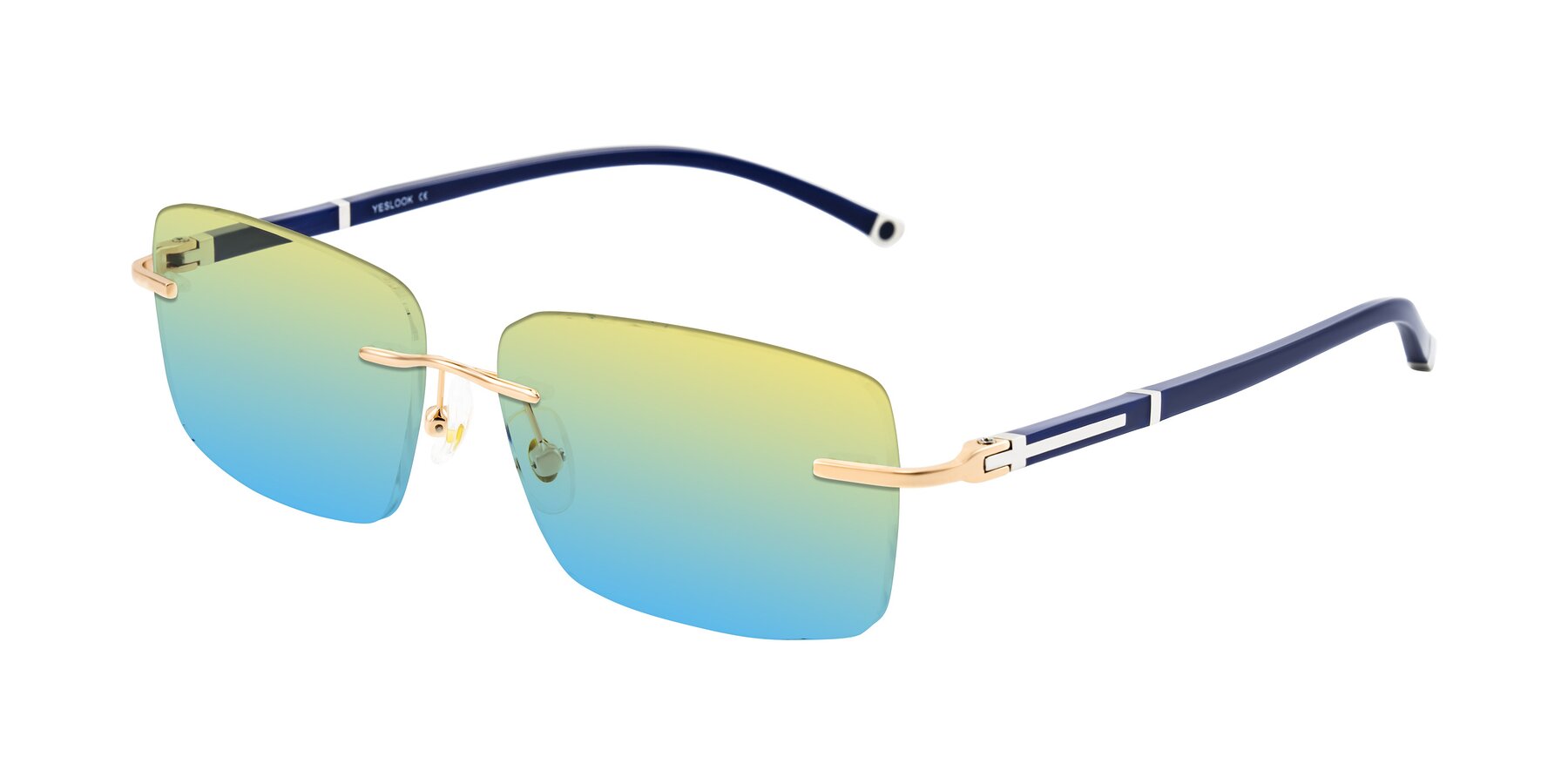 Angle of Mist in Rose Gold/Blue with Yellow / Blue Gradient Lenses