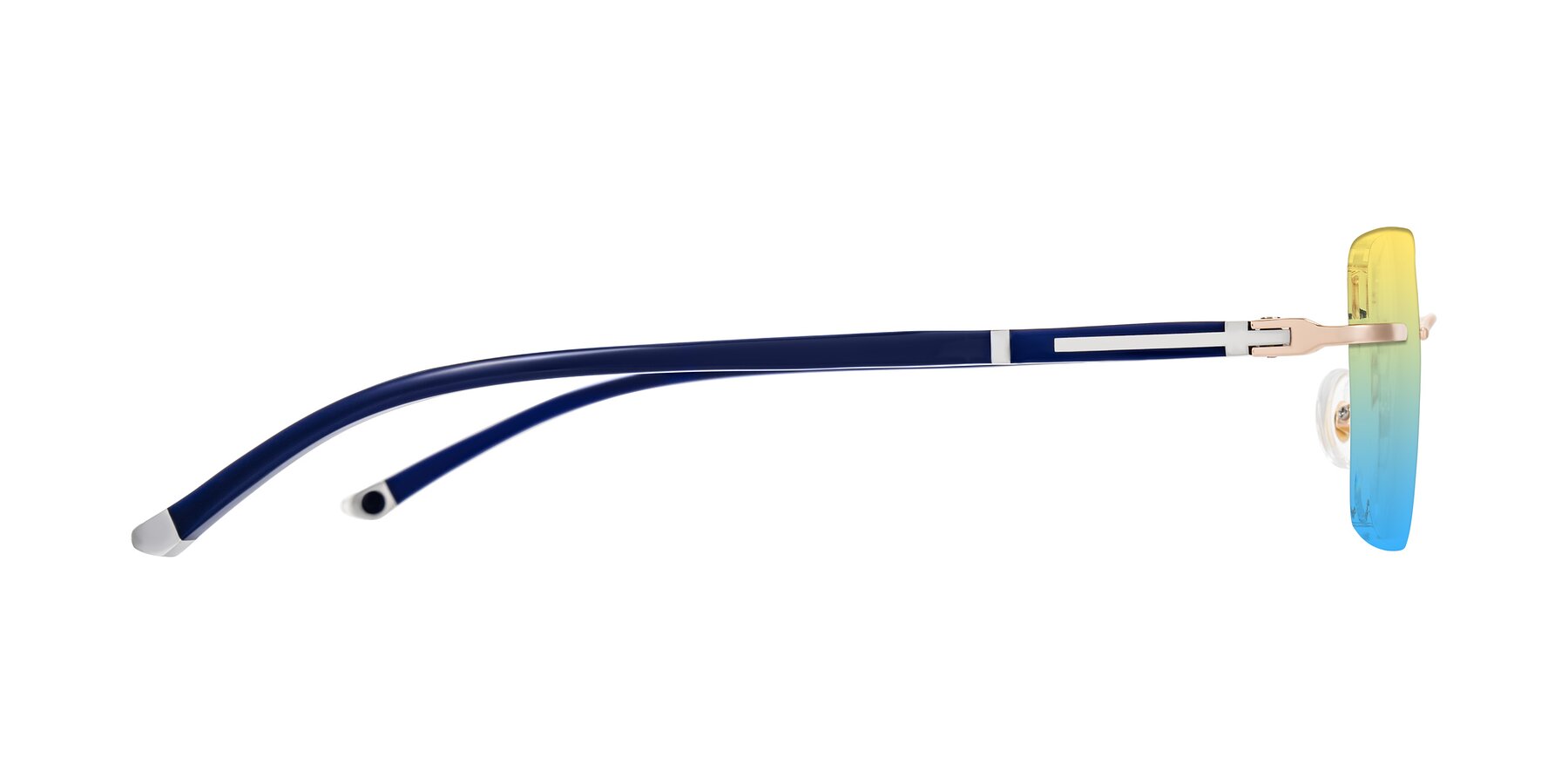 Side of Mist in Rose Gold/Blue with Yellow / Blue Gradient Lenses