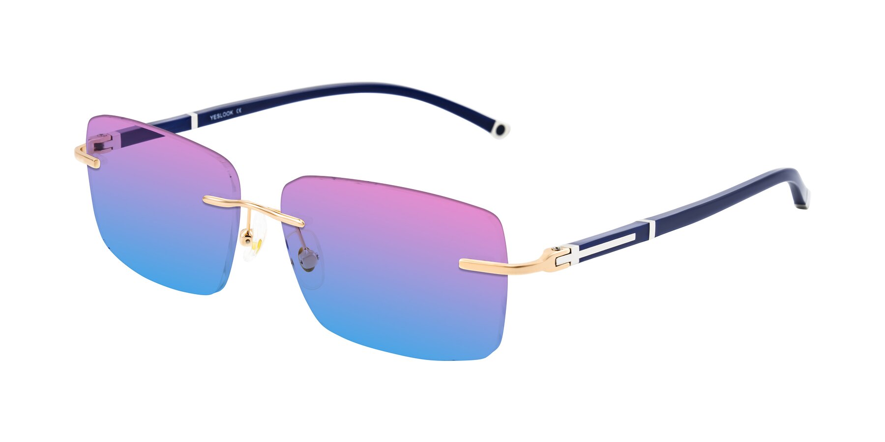 Angle of Mist in Rose Gold/Blue with Pink / Blue Gradient Lenses