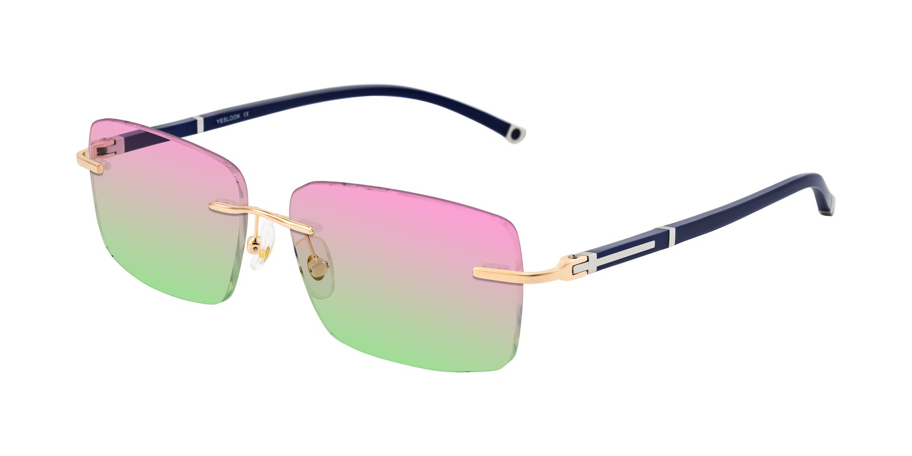 Angle of Mist in Rose Gold/Blue with Pink / Green Gradient Lenses