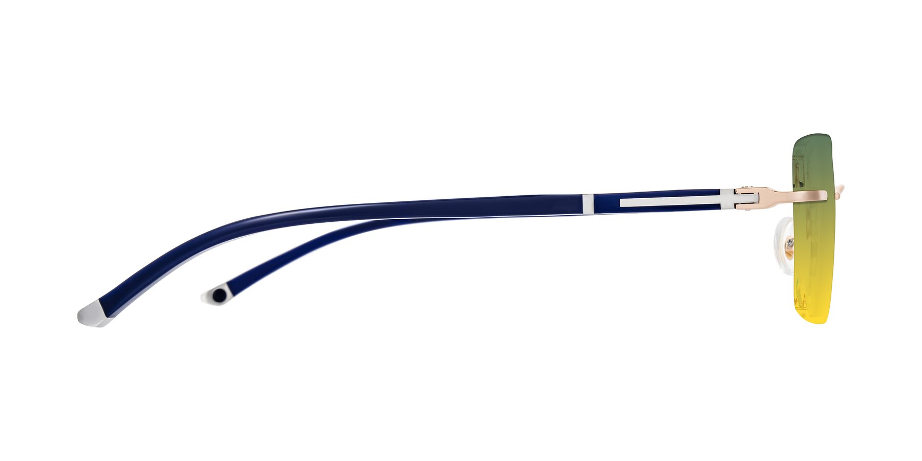 Side of Mist in Rose Gold/Blue with Green / Yellow Gradient Lenses