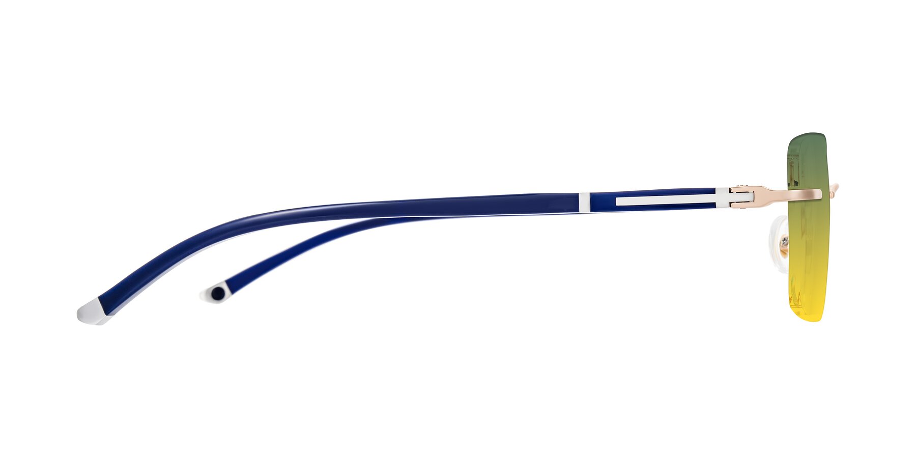 Side of Mist in Rose Gold/Blue with Green / Yellow Gradient Lenses
