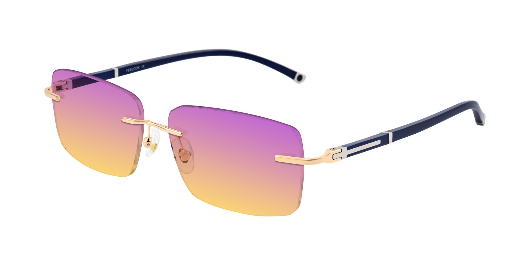 Angle of Mist in Rose Gold/Blue with Purple / Yellow Gradient Lenses
