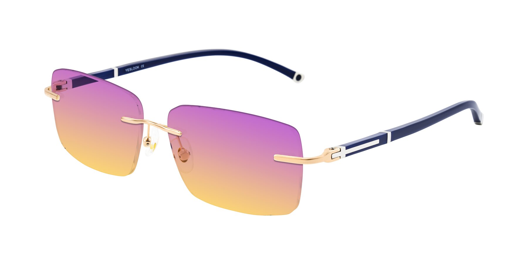Angle of Mist in Rose Gold/Blue with Purple / Yellow Gradient Lenses