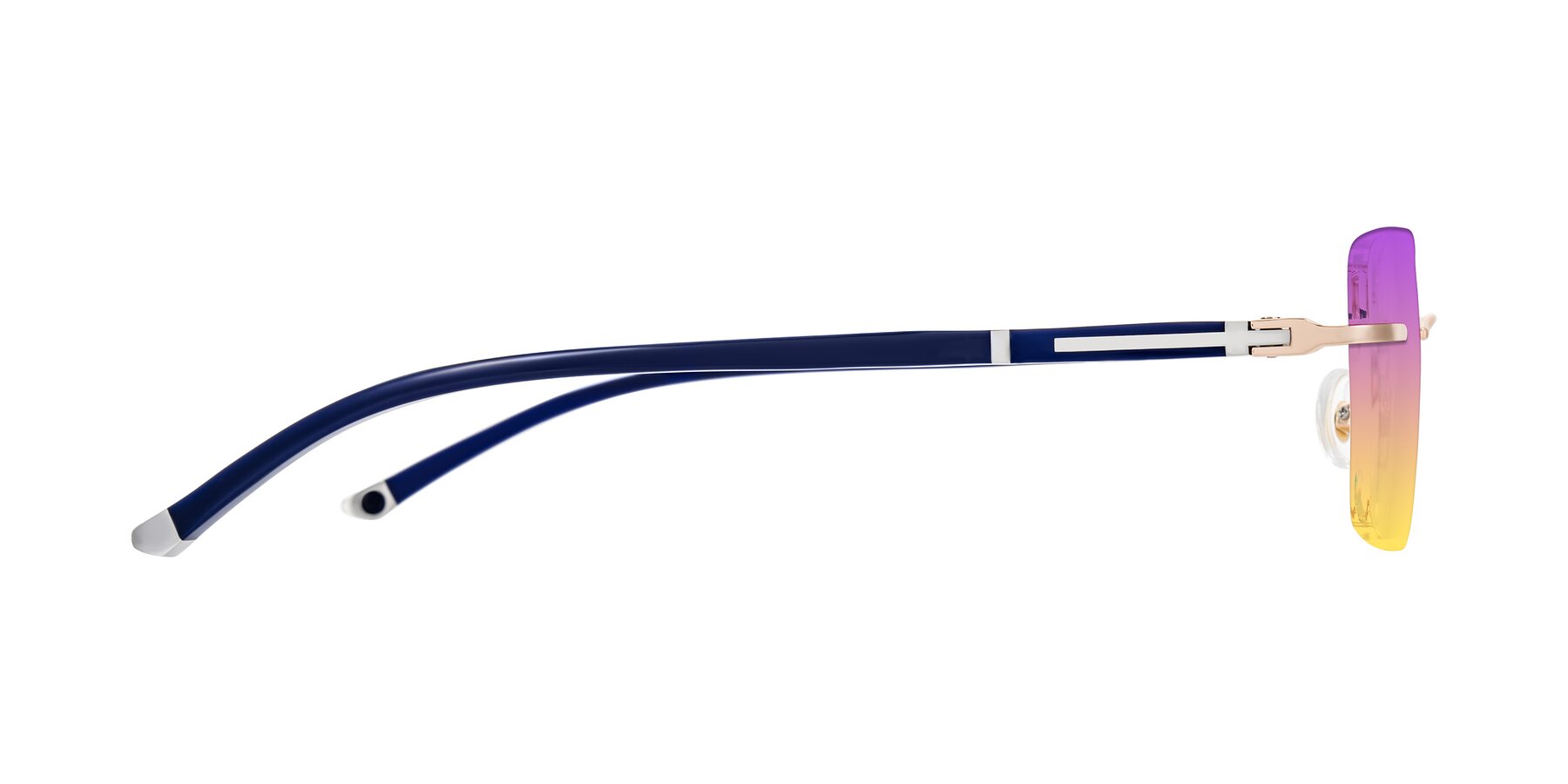 Side of Mist in Rose Gold/Blue with Purple / Yellow Gradient Lenses