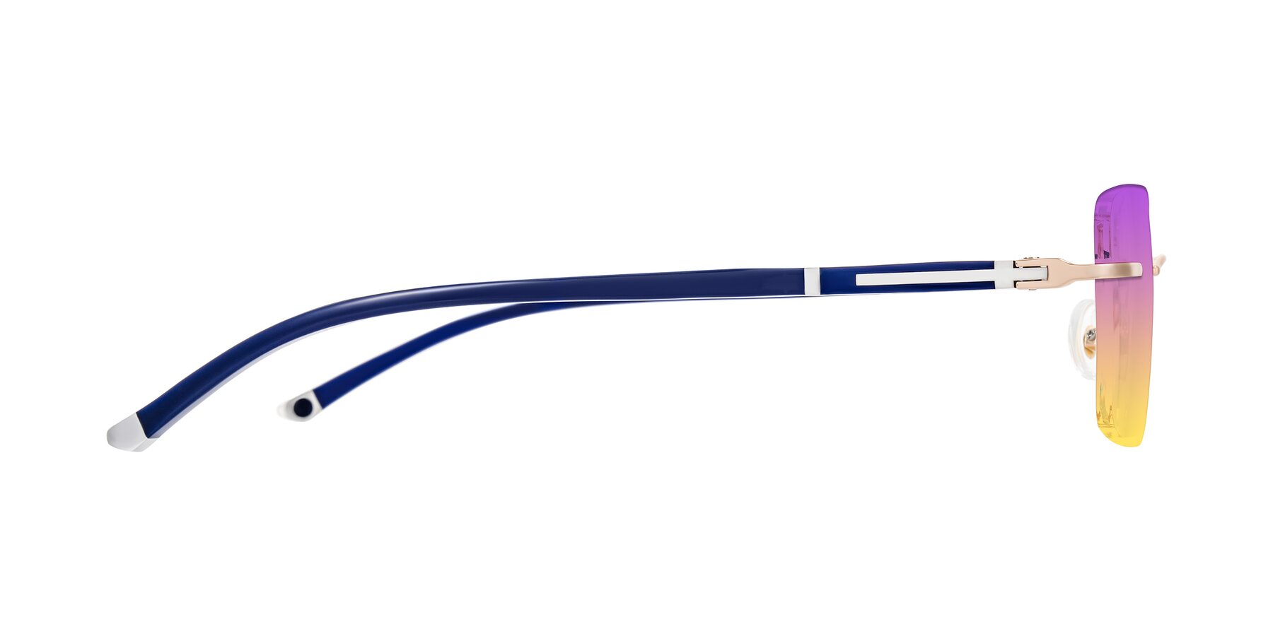 Side of Mist in Rose Gold/Blue with Purple / Yellow Gradient Lenses