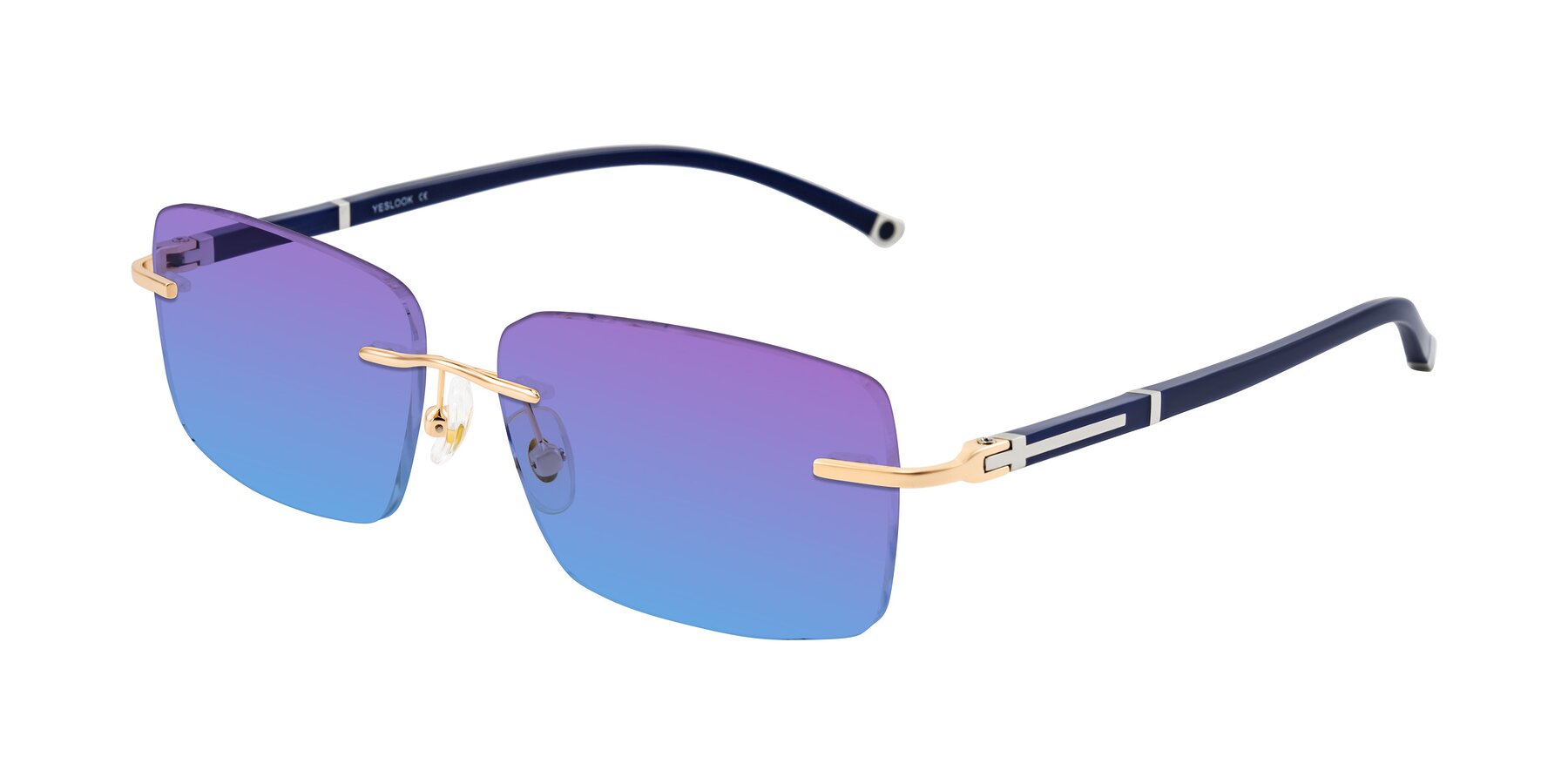 Angle of Mist in Rose Gold/Blue with Purple / Blue Gradient Lenses