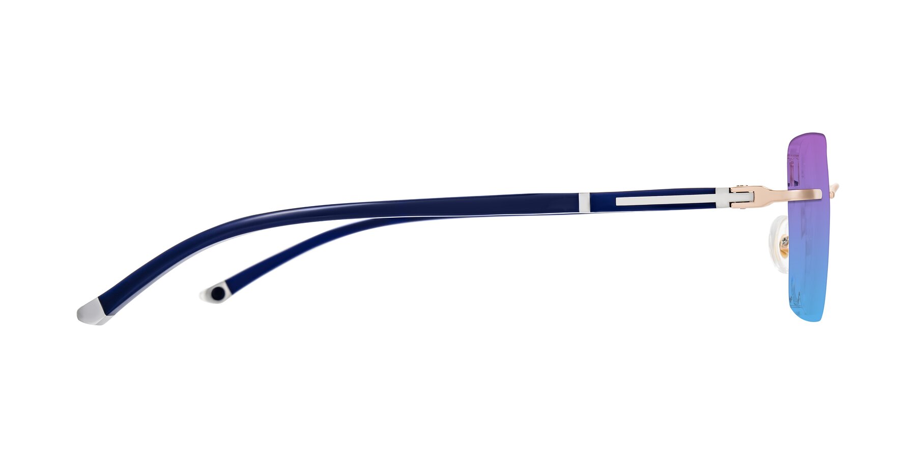 Side of Mist in Rose Gold/Blue with Purple / Blue Gradient Lenses