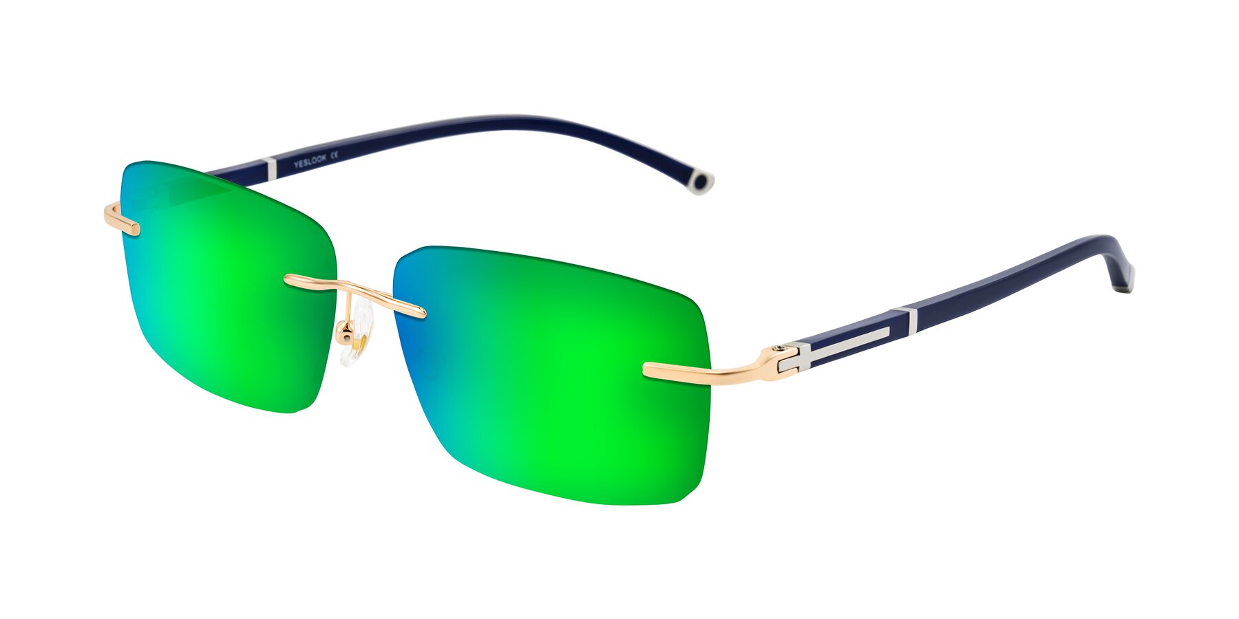 Angle of Mist in Rose Gold/Blue with Green Mirrored Lenses