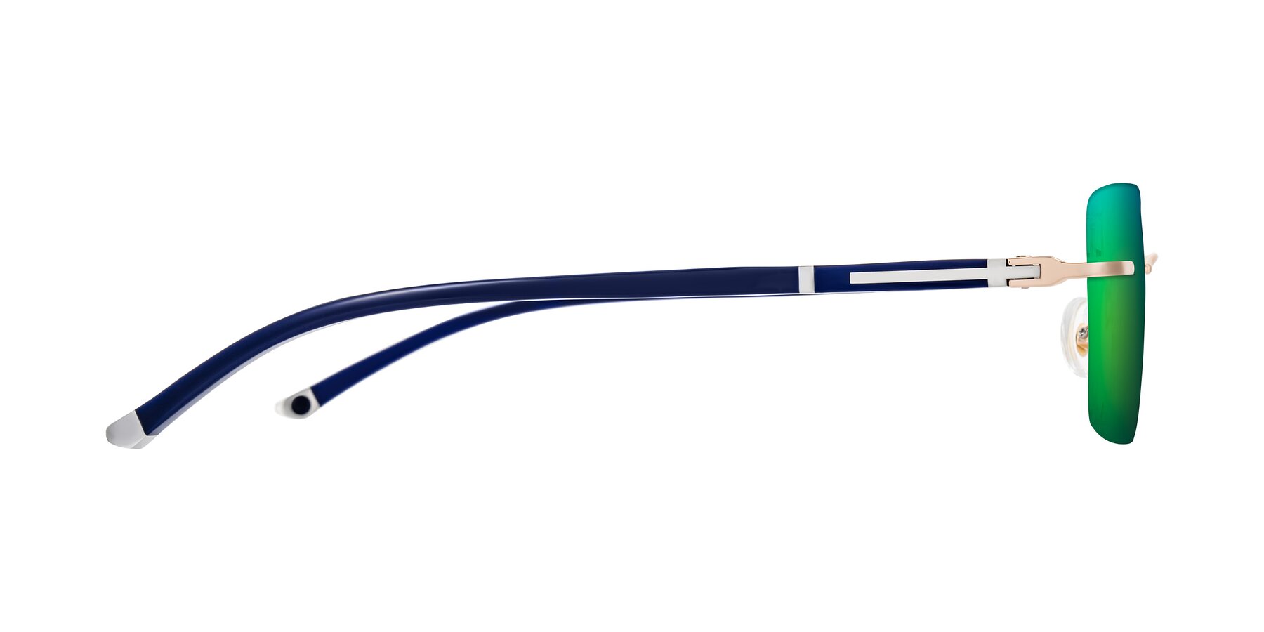 Side of Mist in Rose Gold/Blue with Green Mirrored Lenses
