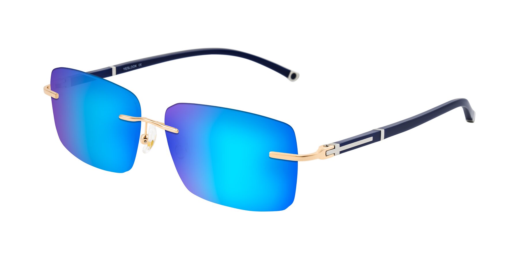Angle of Mist in Rose Gold/Blue with Blue Mirrored Lenses