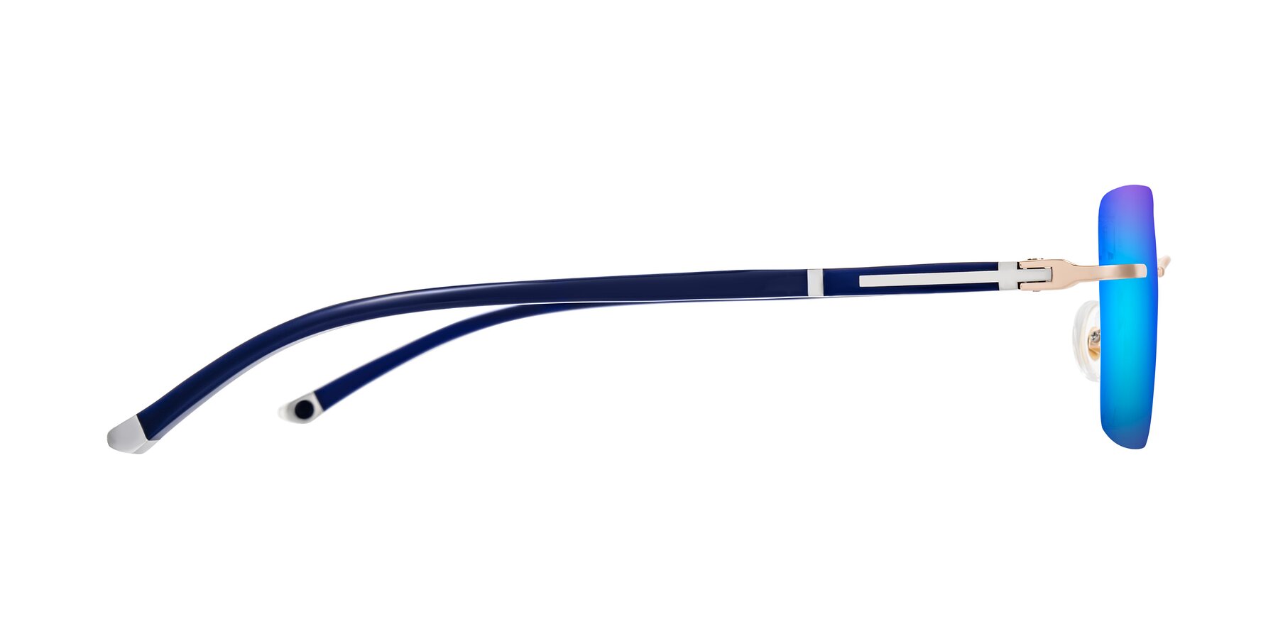 Side of Mist in Rose Gold/Blue with Blue Mirrored Lenses