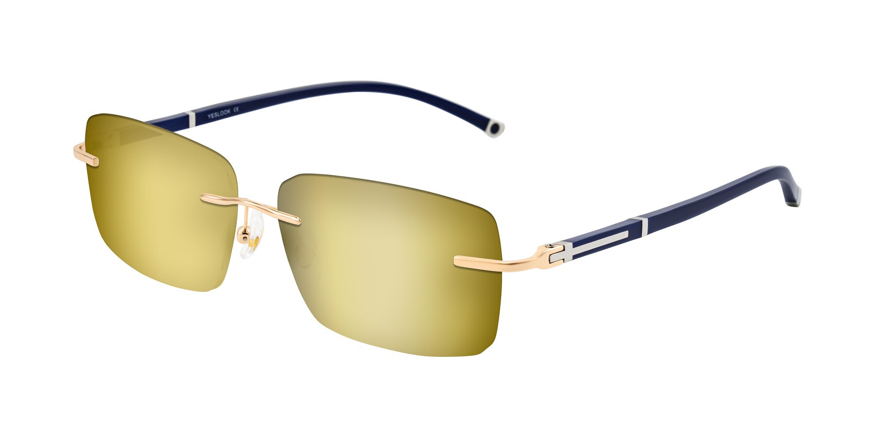 Angle of Mist in Rose Gold/Blue with Gold Mirrored Lenses