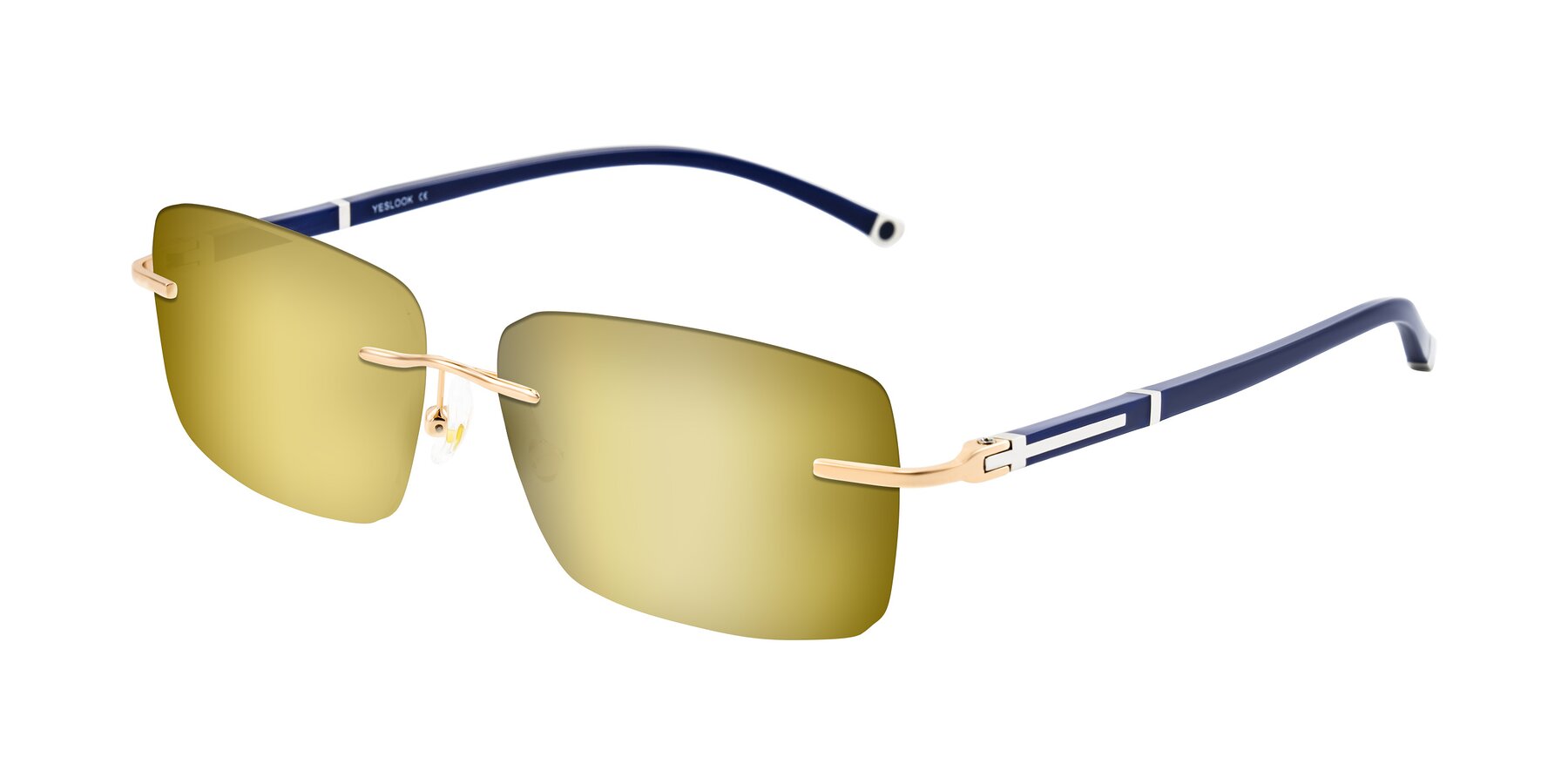 Angle of Mist in Rose Gold/Blue with Gold Mirrored Lenses