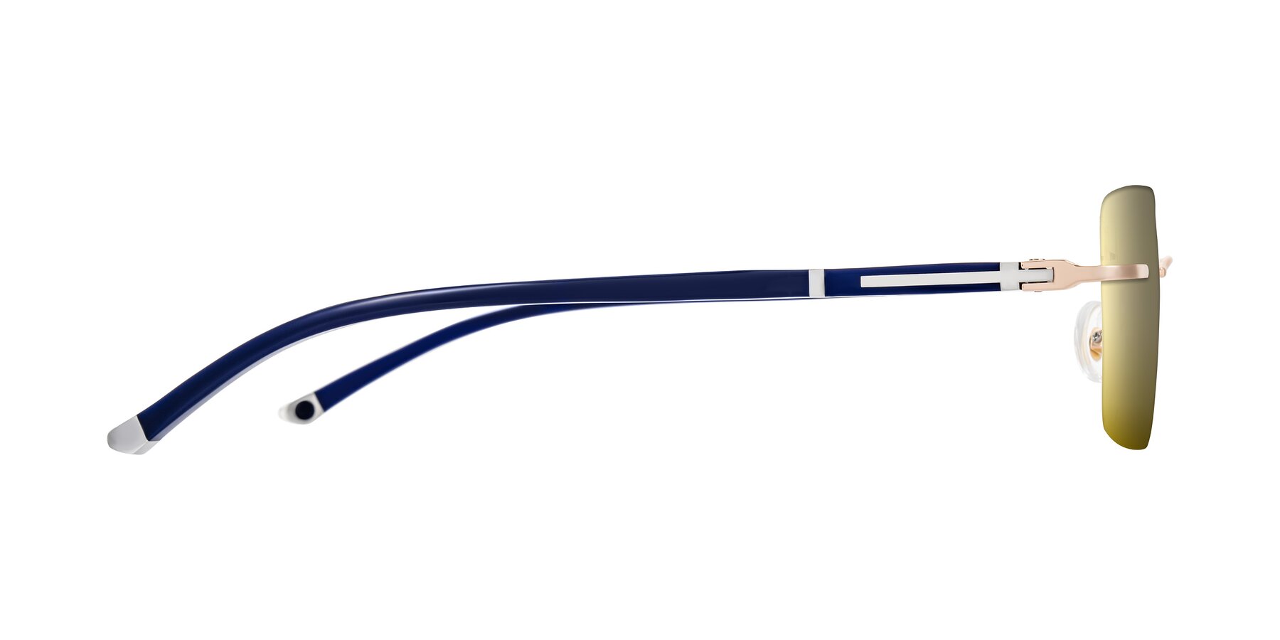 Side of Mist in Rose Gold/Blue with Gold Mirrored Lenses