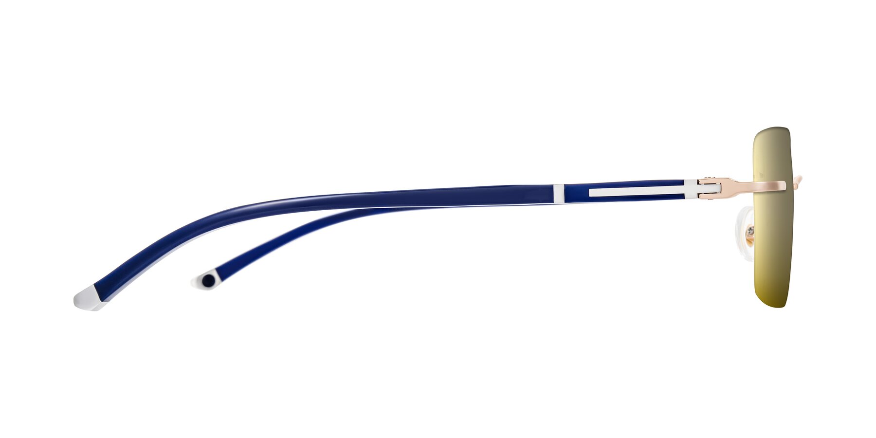 Side of Mist in Rose Gold/Blue with Gold Mirrored Lenses