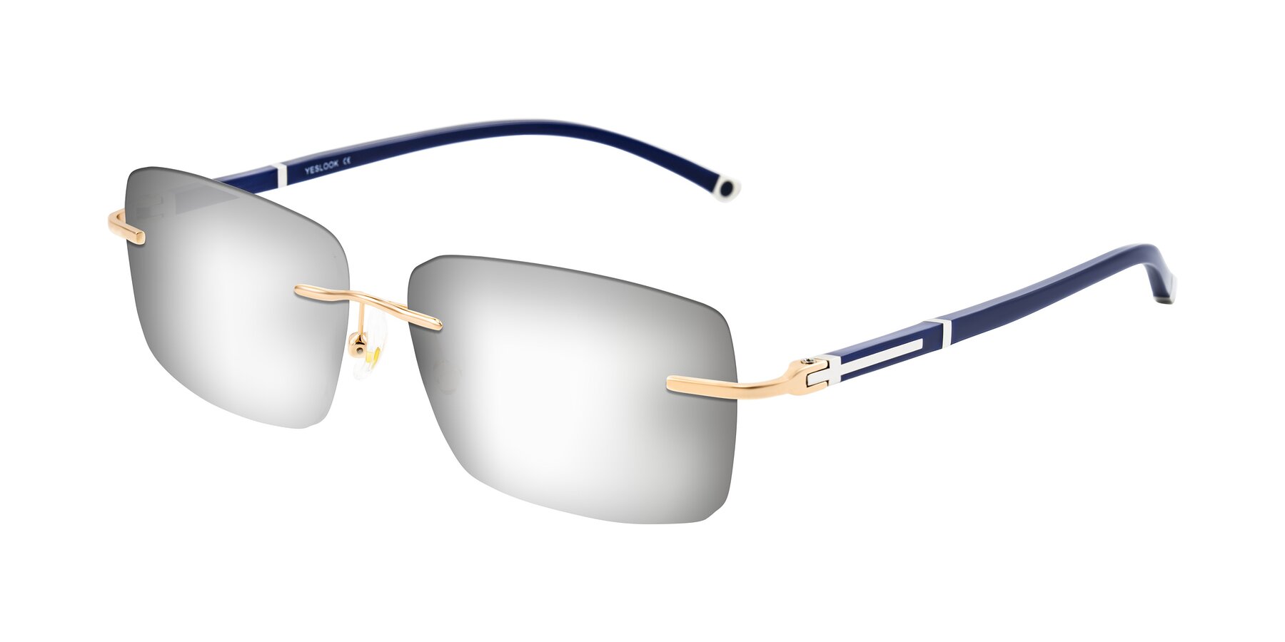 Angle of Mist in Rose Gold/Blue with Silver Mirrored Lenses