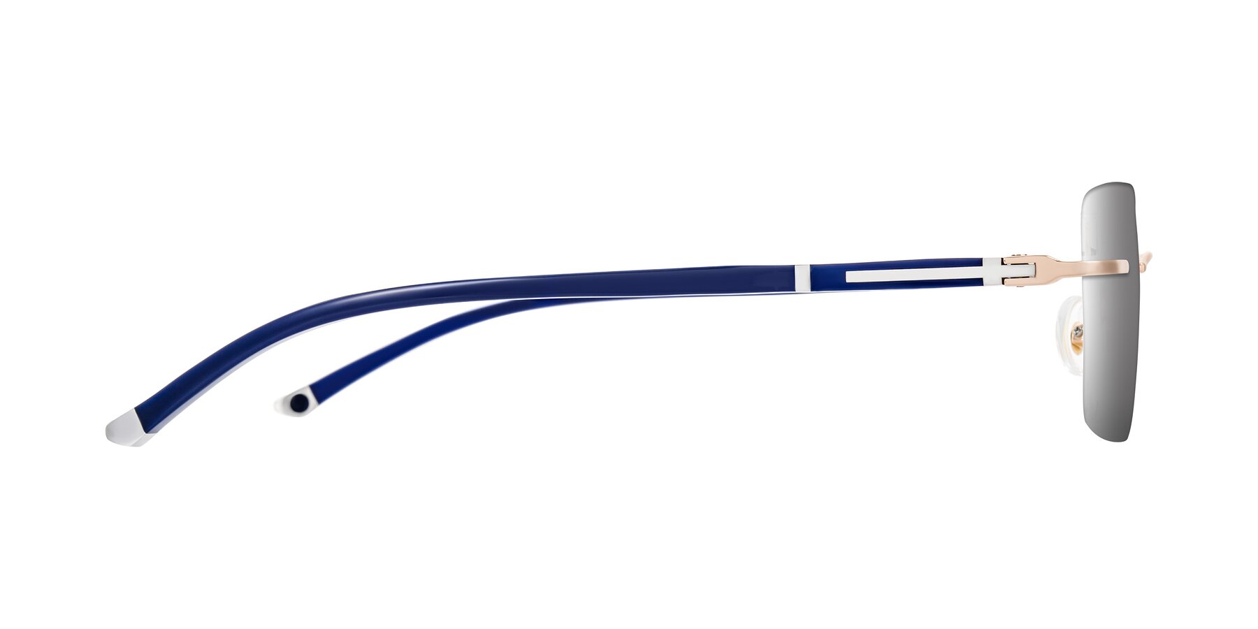 Side of Mist in Rose Gold/Blue with Silver Mirrored Lenses