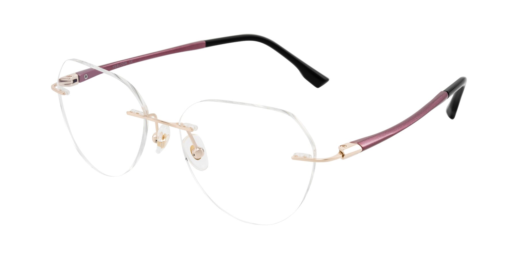Angle of Noe in Rose Gold/Purple with Clear Blue Light Blocking Lenses