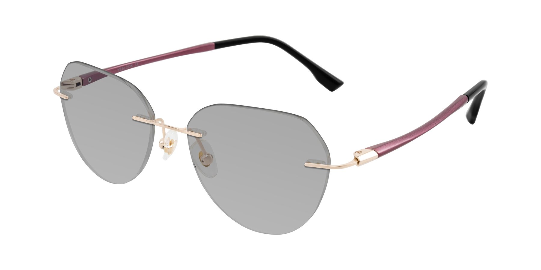 Angle of Noe in Rose Gold/Purple with Light Gray Tinted Lenses