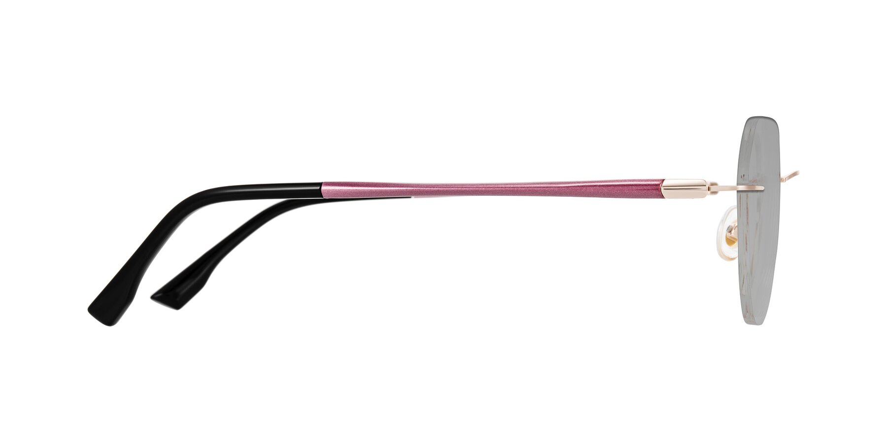 Side of Noe in Rose Gold/Purple with Light Gray Tinted Lenses