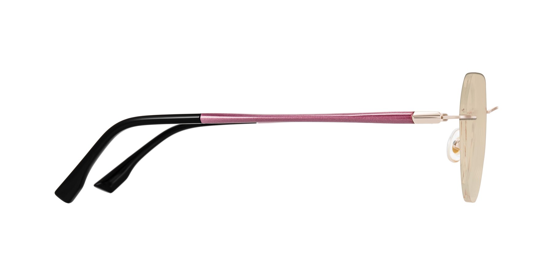 Side of Noe in Rose Gold/Purple with Light Brown Tinted Lenses