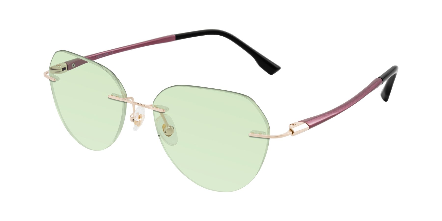 Angle of Noe in Rose Gold/Purple with Light Green Tinted Lenses