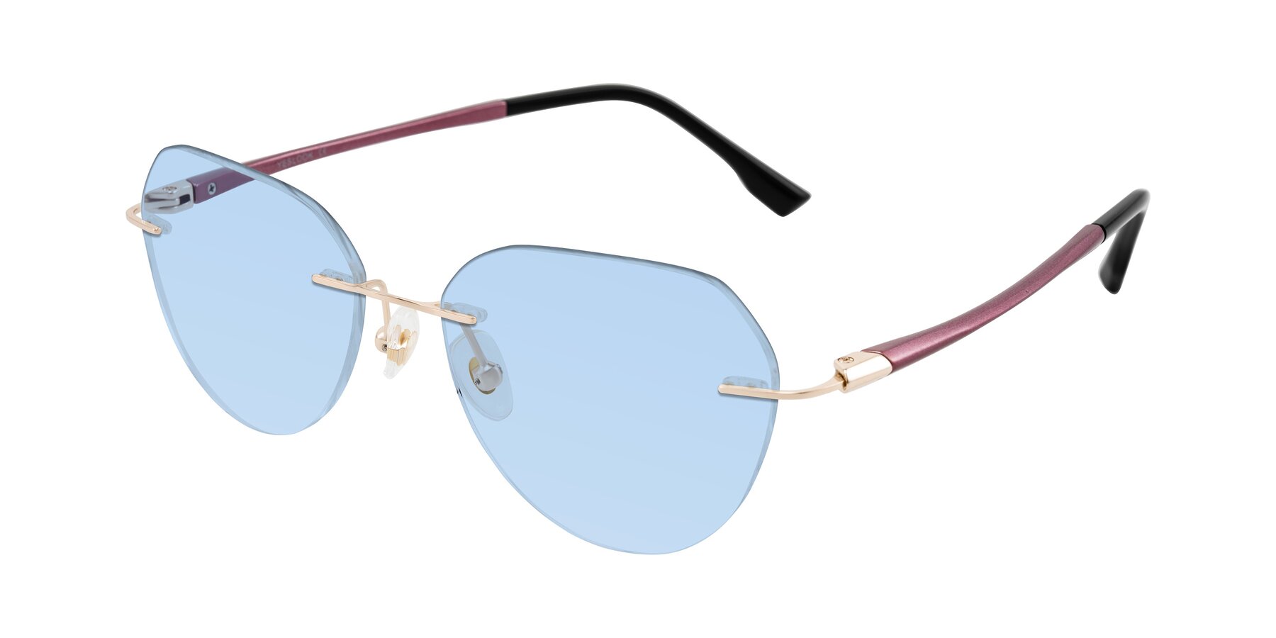 Angle of Noe in Rose Gold/Purple with Light Blue Tinted Lenses
