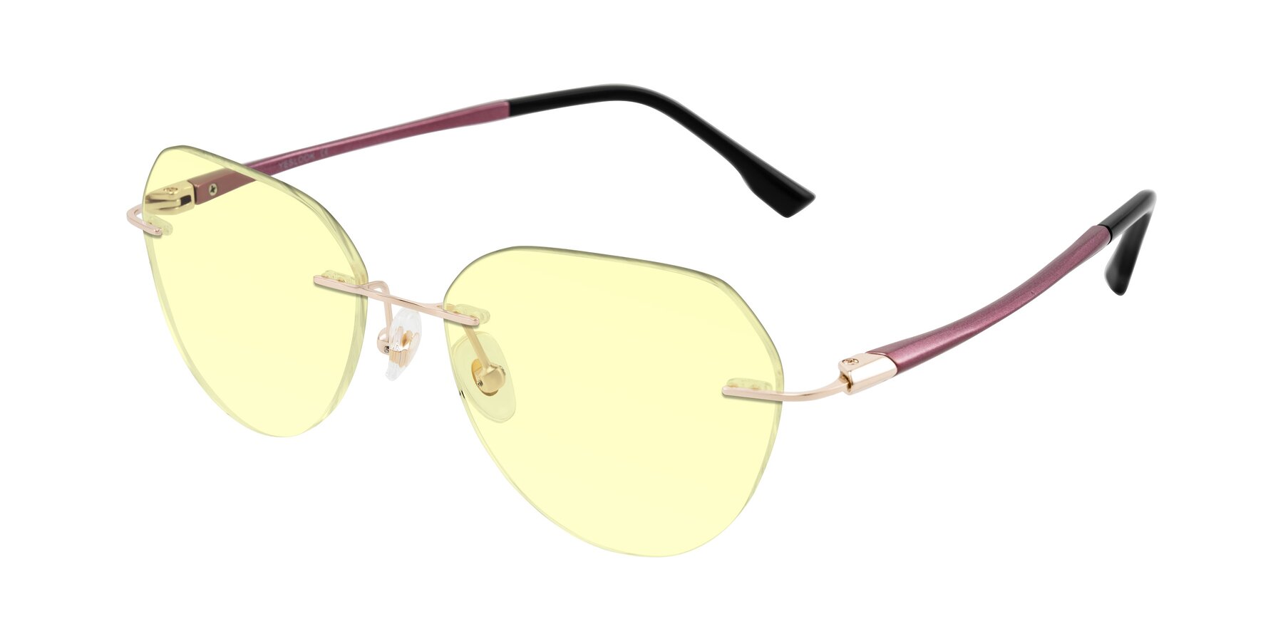 Angle of Noe in Rose Gold/Purple with Light Yellow Tinted Lenses