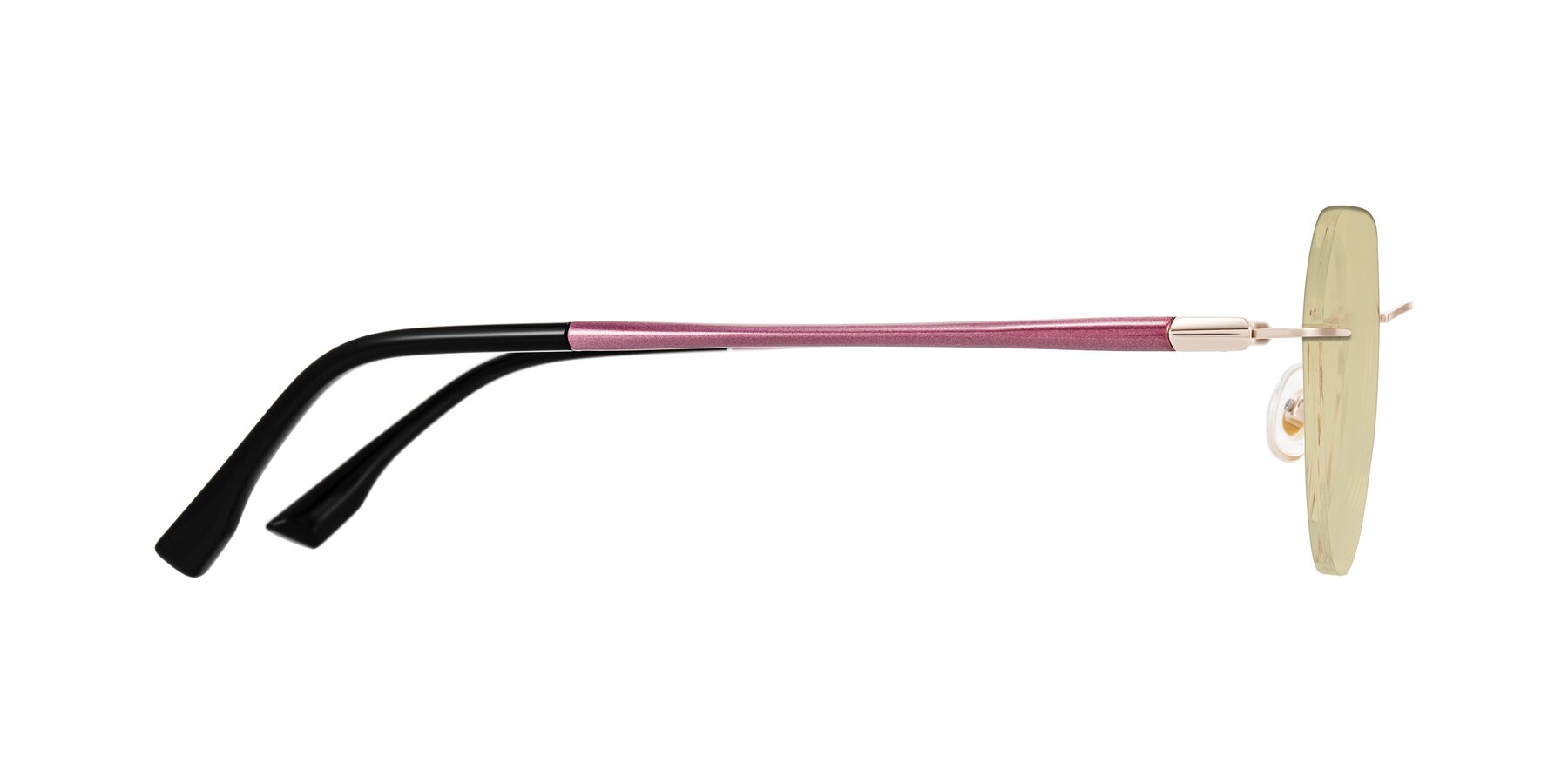 Side of Noe in Rose Gold/Purple with Light Champagne Tinted Lenses