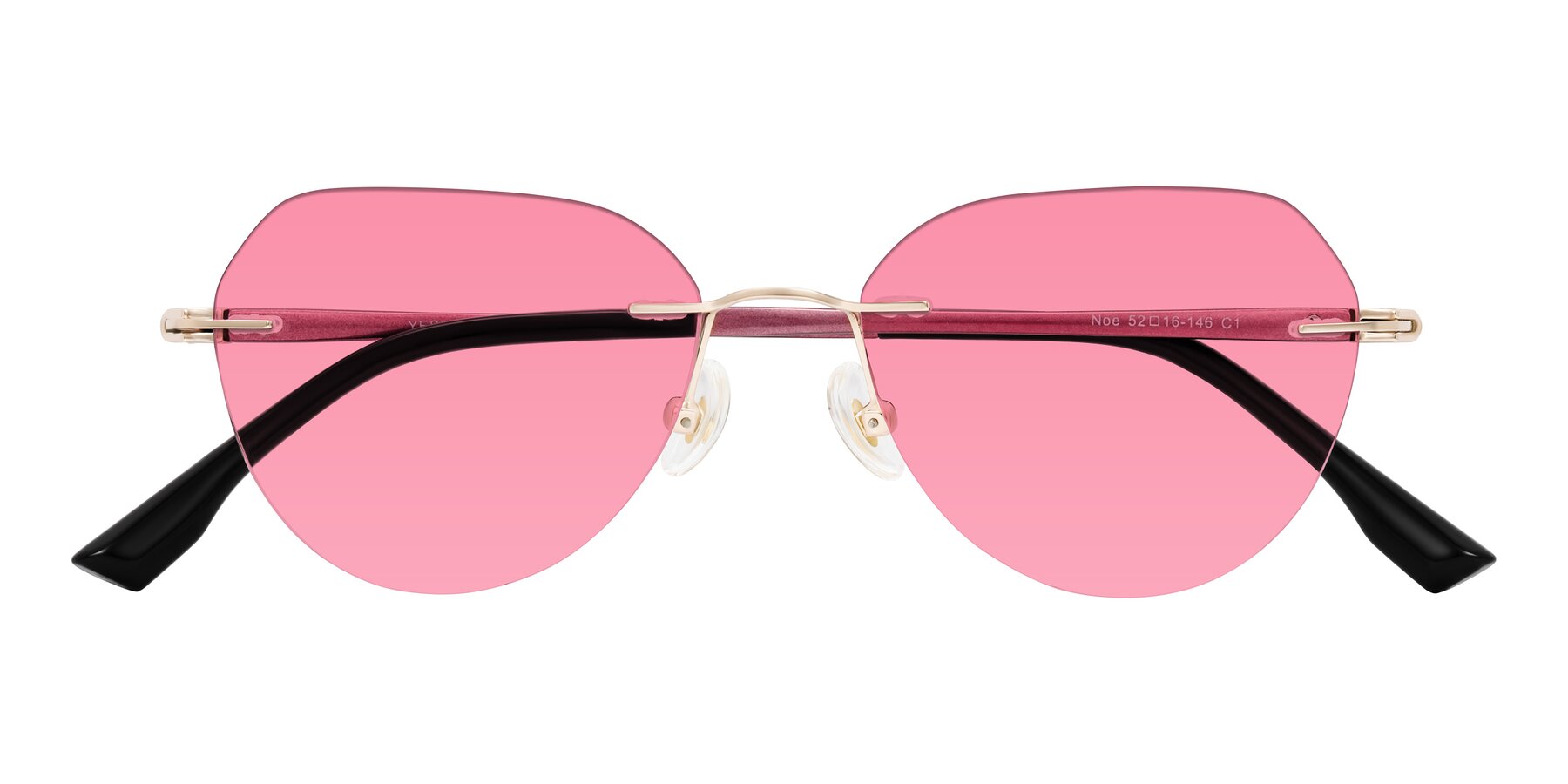 Folded Front of Noe in Rose Gold/Purple with Pink Tinted Lenses